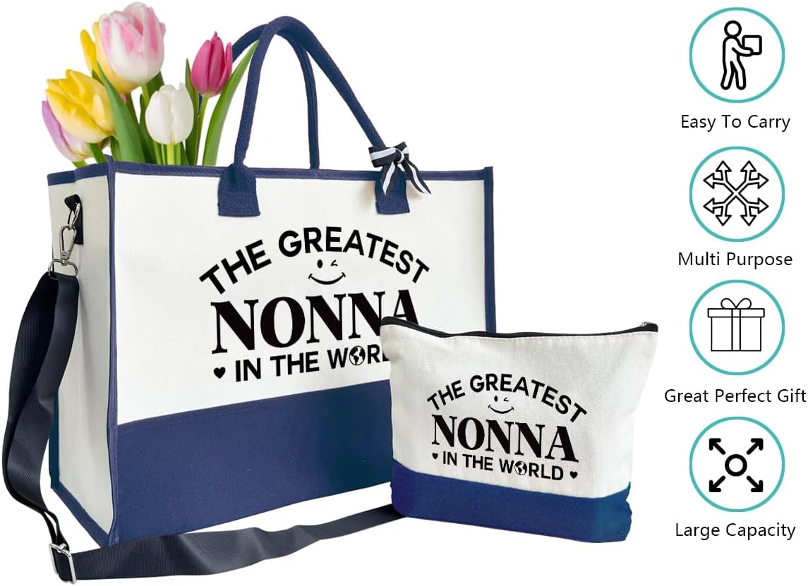 The Greatest Nonna Bag Gifts, Canvas Tote Bag for Grandma, Grandma Gifts, Cosmetic Bag, Makeup bag, Travel Bag Gifts for Nonna, Canvas Tote Bag With Zipper, Mothers Day Christmas Gifts A50 - Image 5