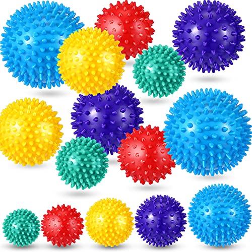 Honoson 15 Pcs Boules de Massage Boules à Picots Balles d'Auto-Massage Balles d'Acupression pour Soulagement du Stress au Pied Corps, 5 Tailles et Couleurs...