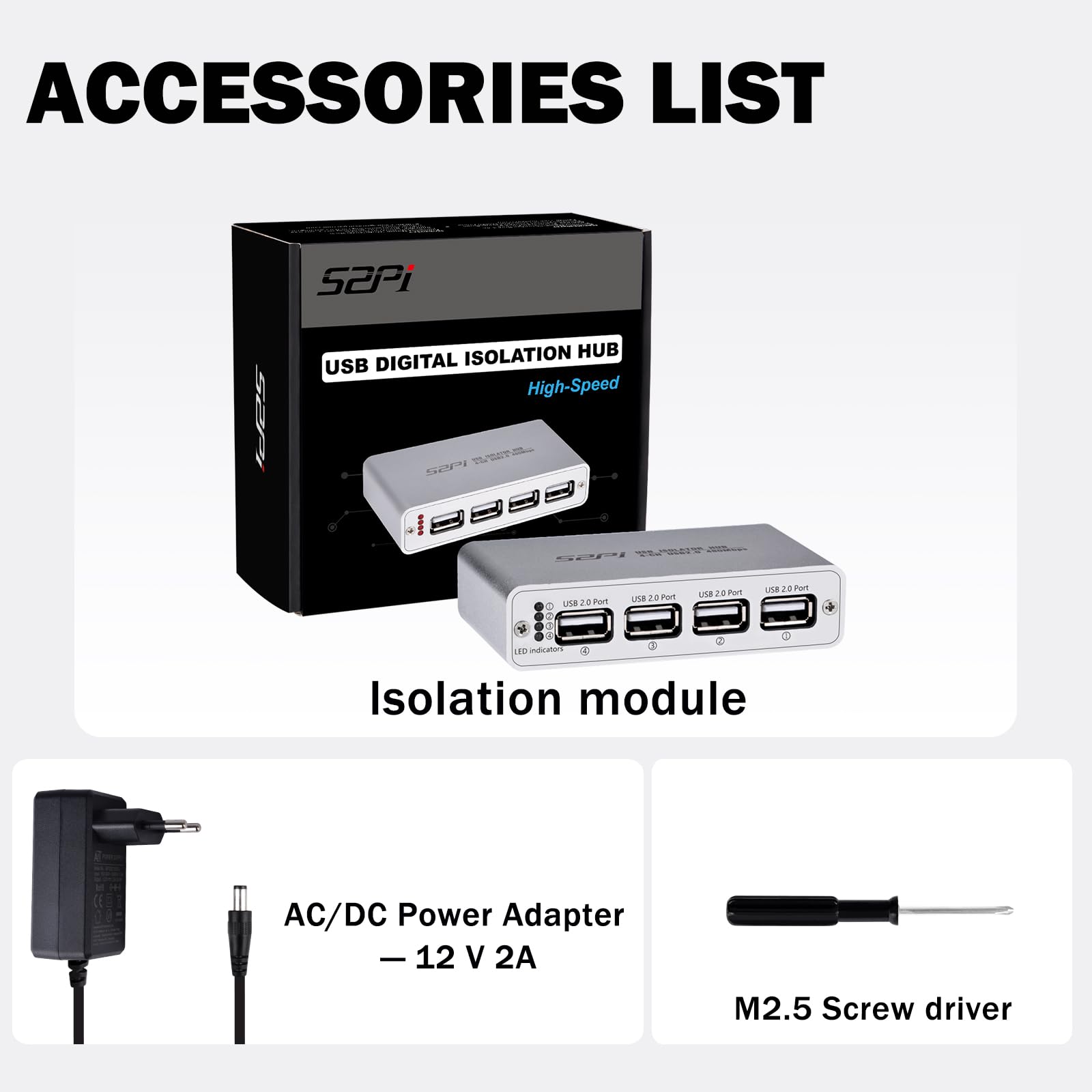 GeeekPi Digitaler USB-Isolations-Hub, 4-Port USB 2.0, High-Speed 480 Mbit/s, ADuM3165-Chip in Industriequalität, 3,75 kV RMS-Schutz, Bidirektionale Datenübertragung