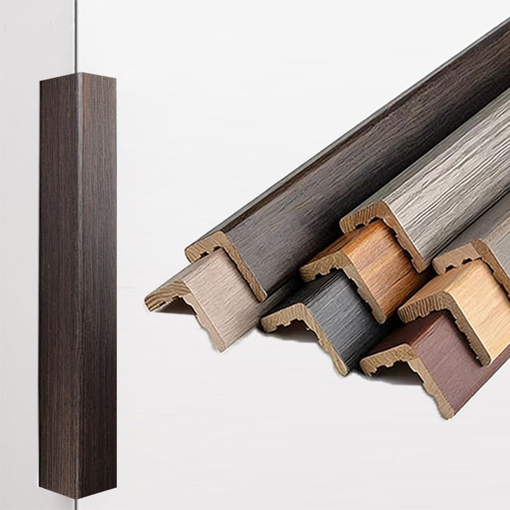 Protectores de esquina pared madera, moldura en L, tira protectora borde anticolisión 2 "de ancho for zócalo puerta y ventana(Black Walnut,L 100 cm(39"))
