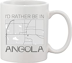 I'd Rather Be In Angola City Mug - Angola Indiana Long Distance Gift For Family, Friend New Home Mug With Map City Angola Mug 11 oz