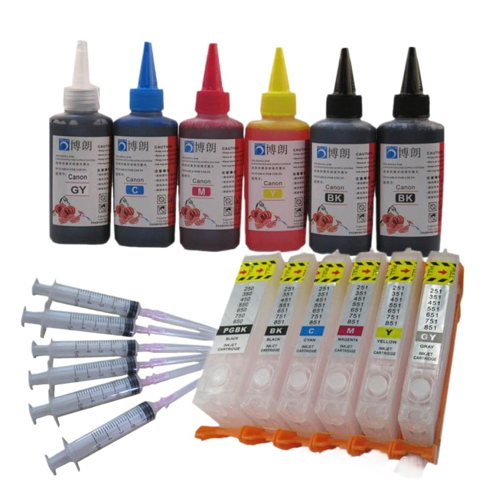 Kit di ricarica d'inchiostro 6 Inchiostri coloranti a colori 100ml Compatibile con MG7750 MG7751 MG7752 MG7753 TS8050 TS9050