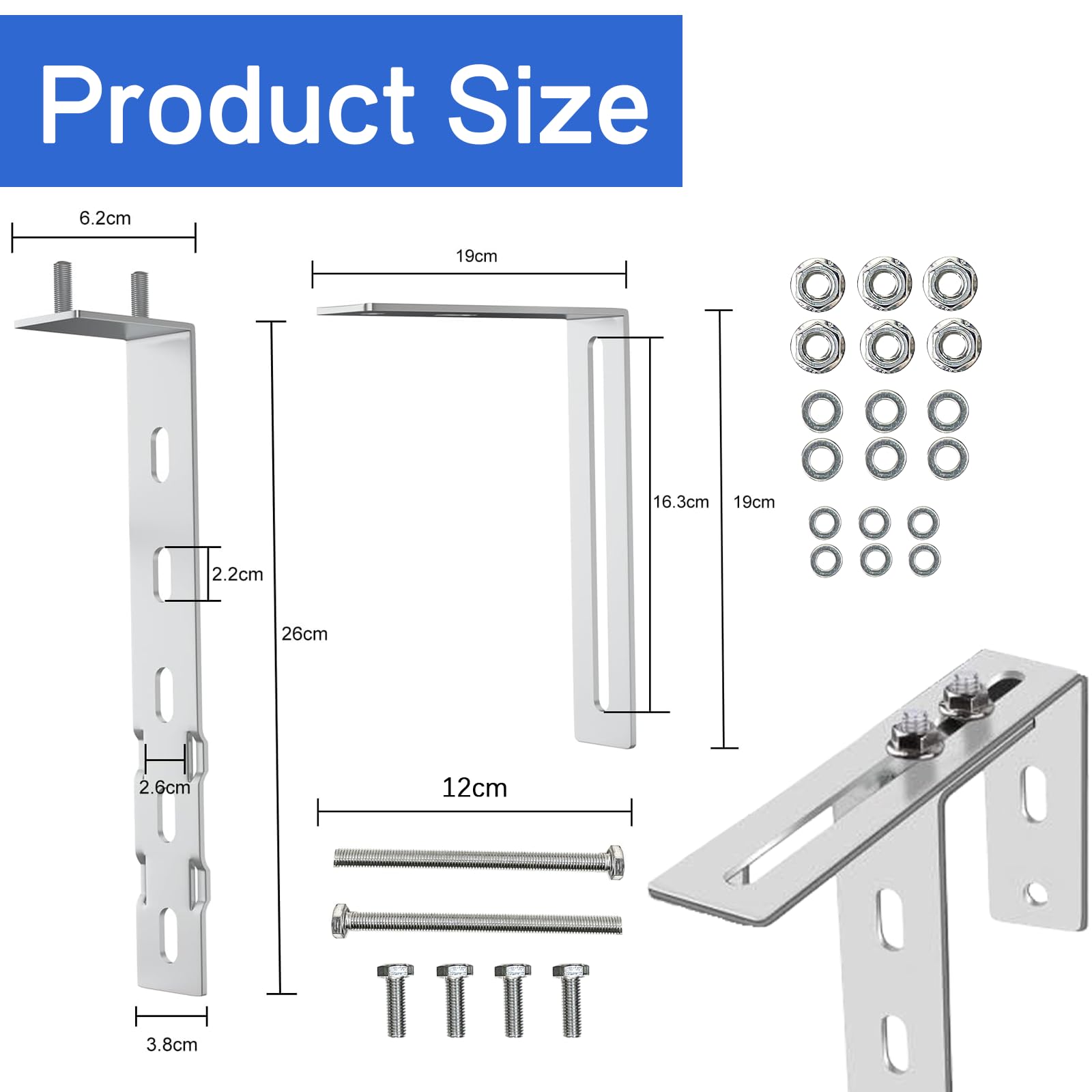STFALI 2er-Set Balkonhalterung Für Solarmodule – Verstellbar 6–18 Cm, Edelstahl 304, Bis 25 Kg, Ohne Bohren – Für Balkongeländer