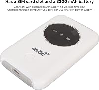 Elprico Hordozható 4G LTE WiFi Router, 300 Mbps Vezeték Nélküli Modem, SIM Kártyás, 3200 mAh Akkumulátor, Fehér 3