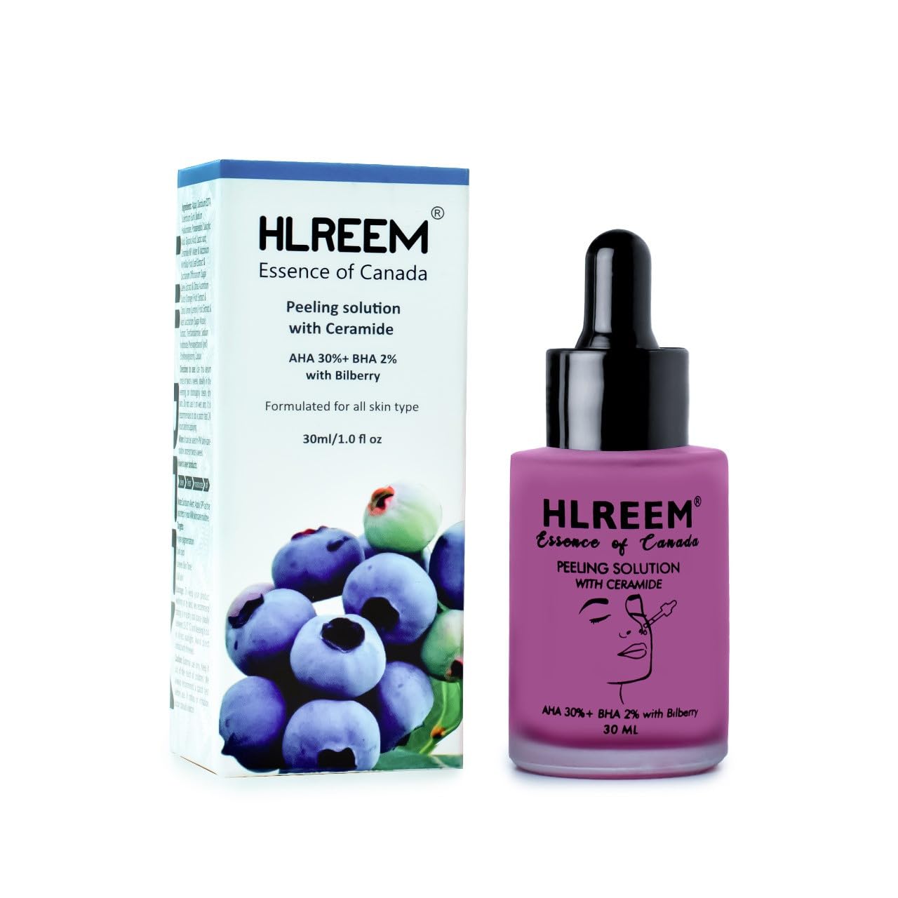 Hlreem AHA 30% + BHA 2% Peeling Solution with Ceramide & Bilberry | Exfoliates, Brightens, Fades Dark Spots & Fine Lines | Anti-Ageing, Pore Care, Glowing Skin | Essence of Canada | 30ML-picture-40