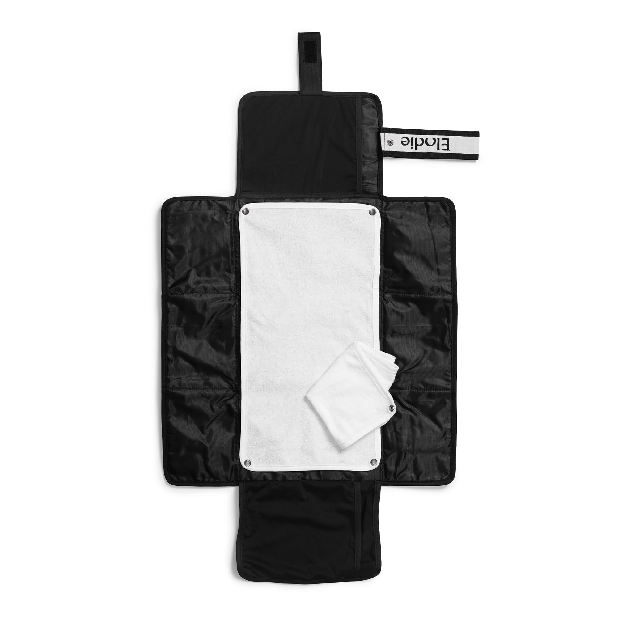 Elodie Details Cambiador Portátil Bolsa de Viaje Impermeable (2 toallas incluidas) - Off Black, Negro