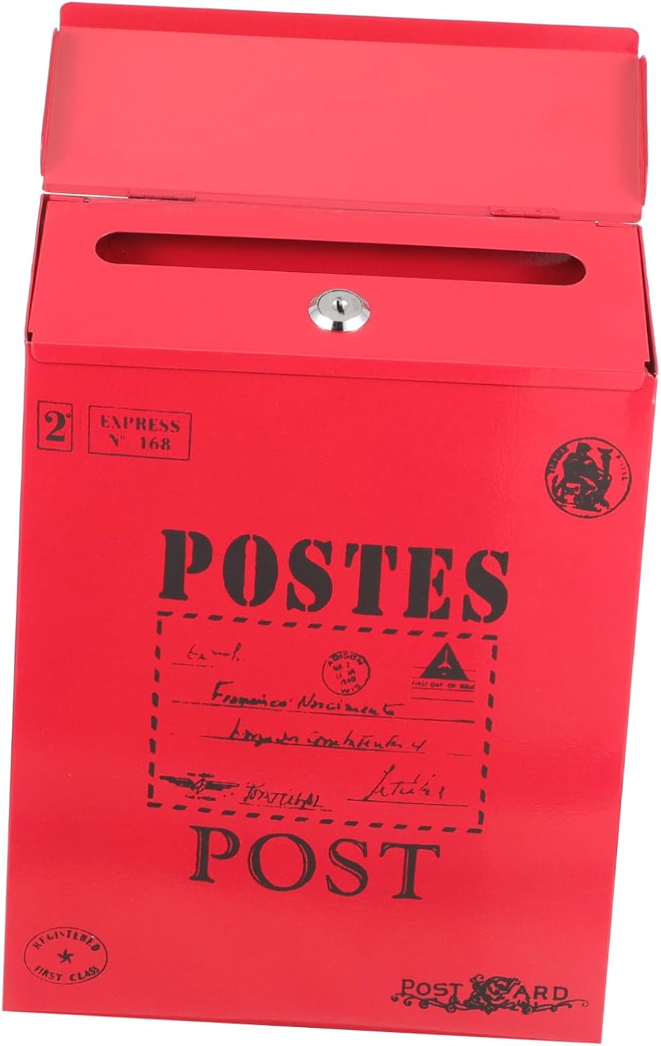 LIFKOME Wall Mounted Iron Mailbox Lock Vintage Post Box for Secure Mail Collection Decorative Wall Mount Mailbox for Home Office and Garden Use