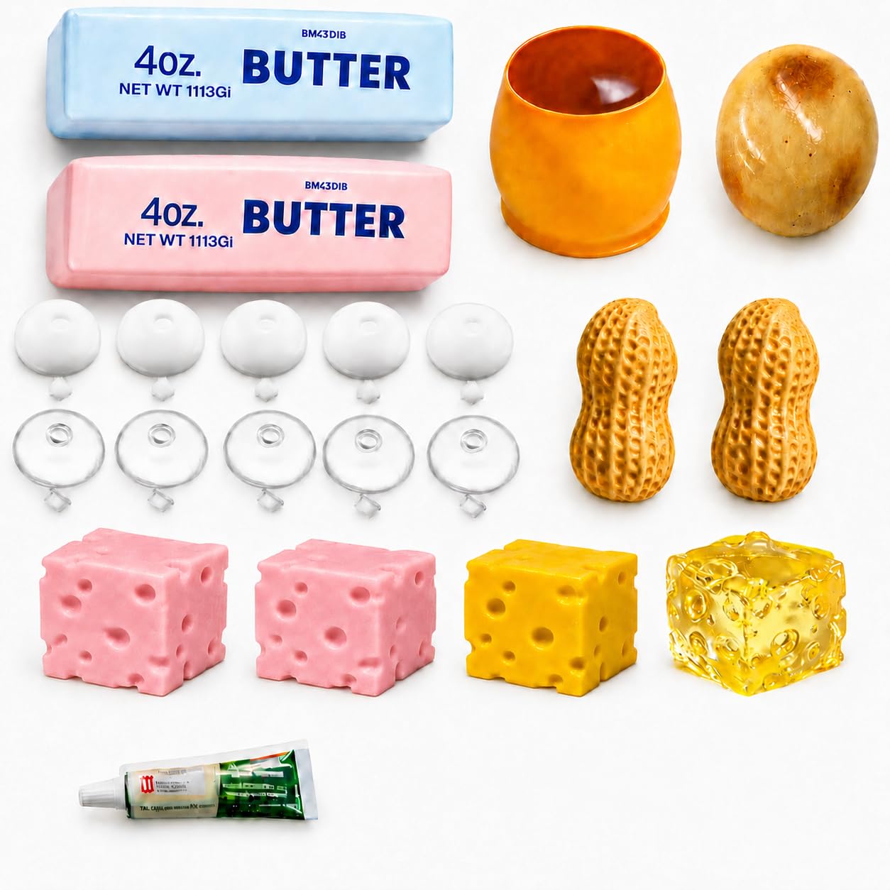 20PCS DIY Stress Ball Making Kit, Empty Stress Ball Skin Set, Cheese Butter Peanut Pudding Potato Squishy Skin, Clear & White Blank Skins, Squishy Maker Kit — image 1