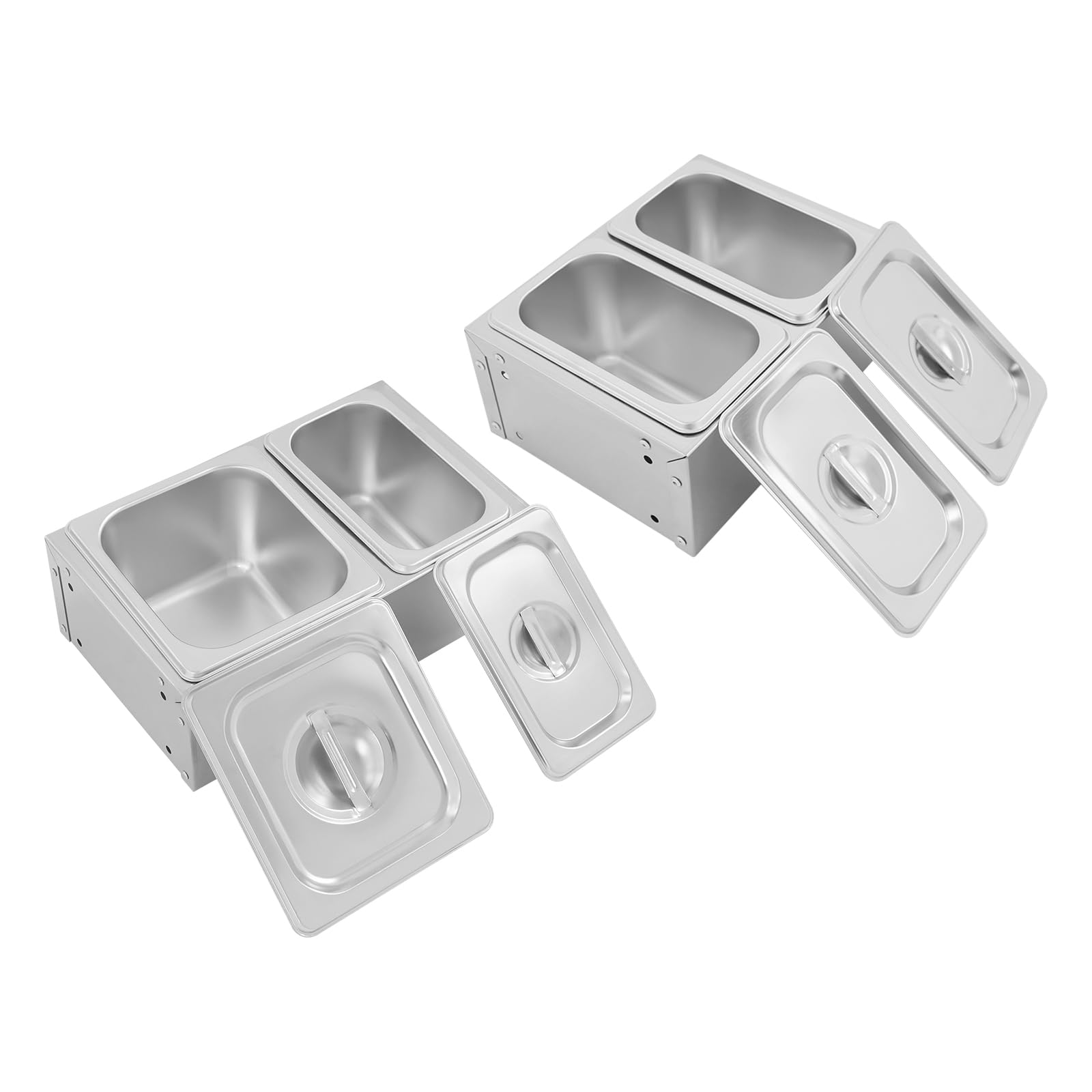 Contenitori per ingredienti di pizza e contorni, contenitori in acciaio inox con coperchio, contenitori per ingredienti per barbecue, cucina e gastronomia, accessori per pizza, 4 pezzi, per