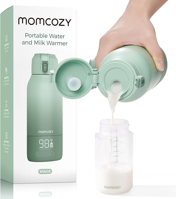 Momcozy Portable Milk Warmer for Travel – Dual Heating for Breast Milk & Water, Fast Heating, Long Battery Life, 17 oz Large Capacity for All-Day Feeding Convenience