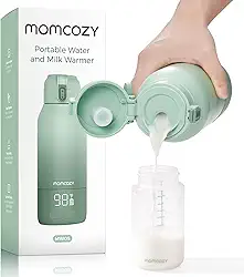 Momcozy Aquecedor de leite portátil para viagens – dois modos de aquecimento para leite materno e água, aquecedor de mamadeira portátil com aquecimento rápido e longa vida útil da bateria, grande