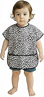Vista 22 de Short Sleeve Waterproof Bib for Toddlers – Easy Clean Feeding Apron for Mealtime, Daycare, Self-Feeding, Lightweight Gris (Gray Dot)