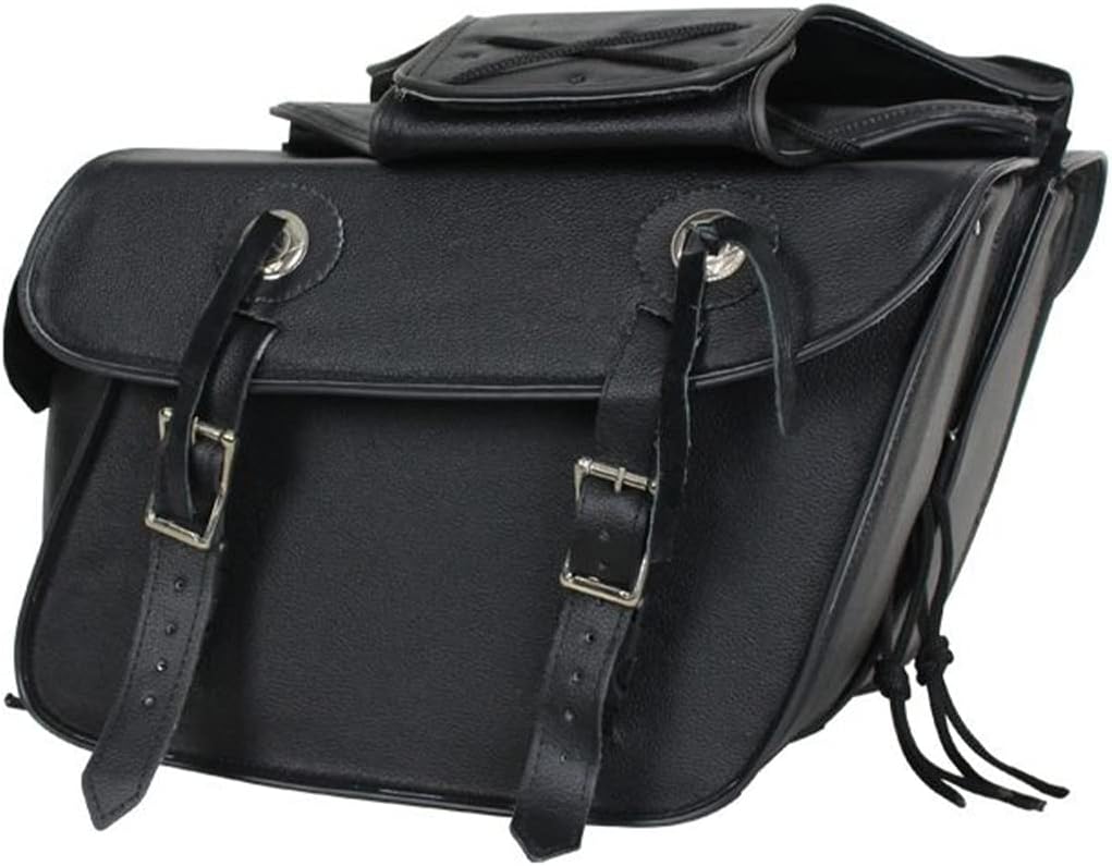 GARGOYLE BELLS Motorcycle Saddle Bags Leather Motorcycle Luggage Bag with Gun