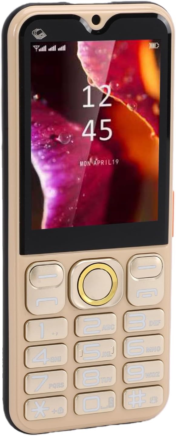 Acogedor 2G Unlocked Cell Phone, 2.8 Inch Screen Big Button Multifunction Phone, 3 SIM Card Slots for SOS MP3 Bluetooth FM, GSM 850 Band (Gold)