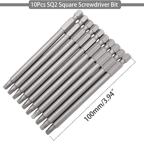 Miniatura 4 de Juego de brocas cuadradas magnéticas SQ2 de 3.937 in, vástago hexagonal, juego de brocas cuadradas Robertson para plantilla de agujero de poket, 10