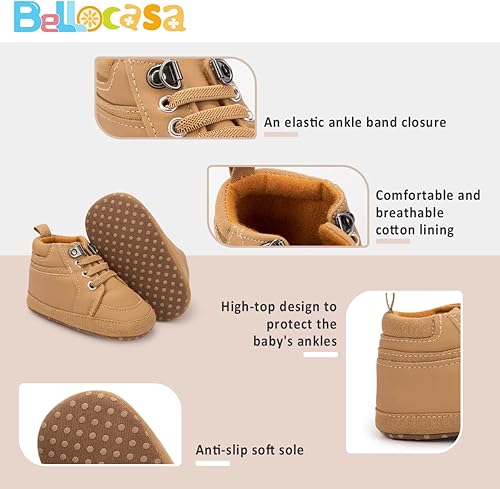 Miniatura 3 de Zapatos para bebés y niñas, tenis de tobillo alto, antideslizantes, suela suave, para niños pequeños, recién nacidos, primeros pasos, zapatos de cuna