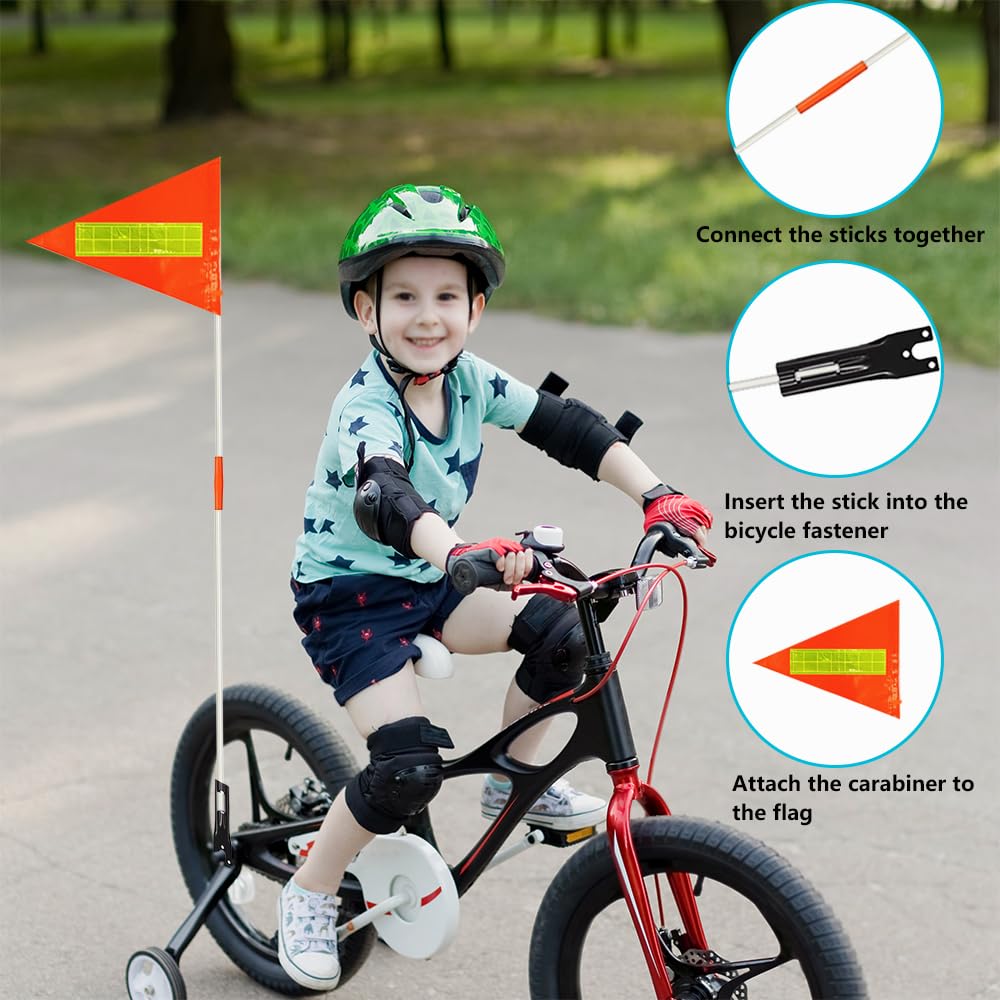 AHEJIOO Fahrradfahne Für Kinder - Sicherheitswimpel Set Mit 13 Teilen Für Bessere Sichtbarkeit