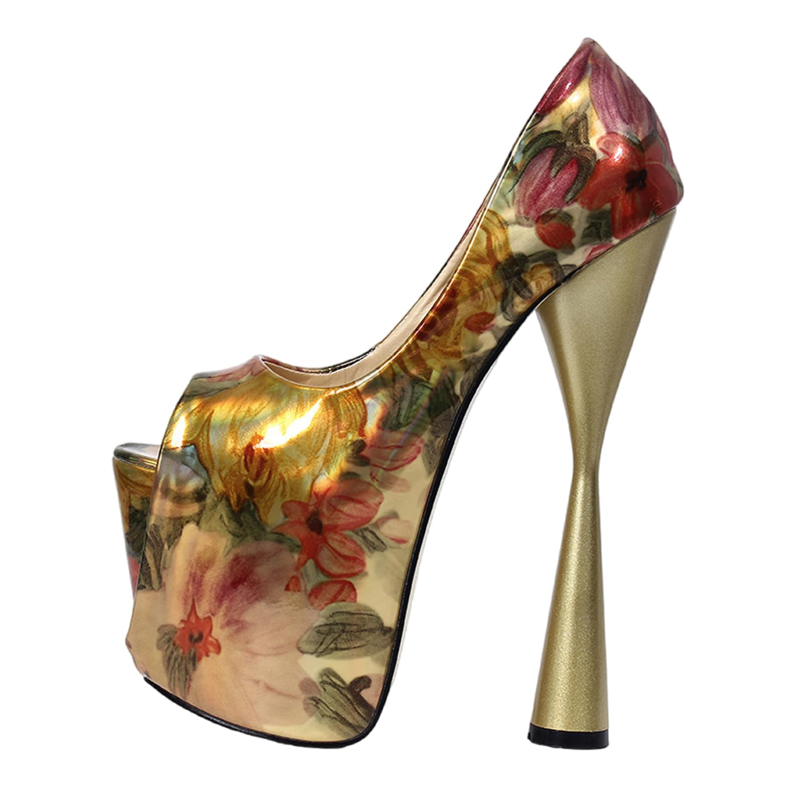 Décolleté da Donna con Tacco Alto 19 cm/8 Pollici, comode, Casual, con Punta Aperta e Plateau. Adatte per Feste di Matrimonio e Ritorno a casa.