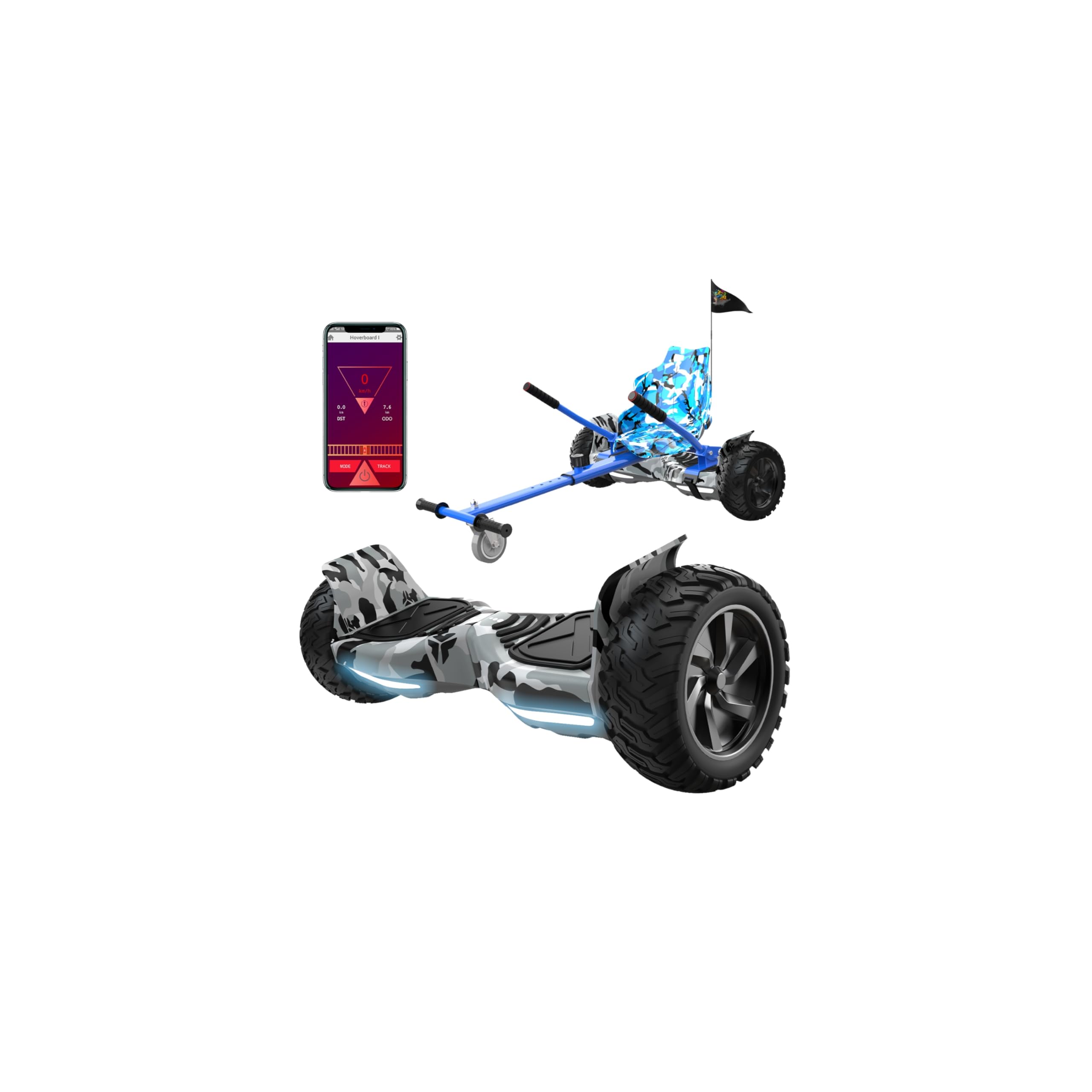 RCB Hoverboards SUV mit Sitz Hoverboards Off-Road, App-fähige Bluetooth, 8,5 '' Hummer + Hoverkart Go Kart für Self Balancing Scooters, Geschenk für Kinder