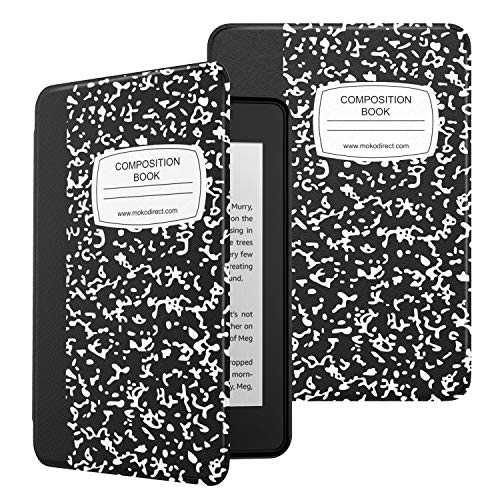 MoKo Case Fits Kindle Paperwhite (10th Generation, 2018 Releases), Premium Ultra Lightweight Shell Cover with Auto Wake/Sleep for Amazon Kindle Paperwhite 2018 E-Reader - Notebook Black