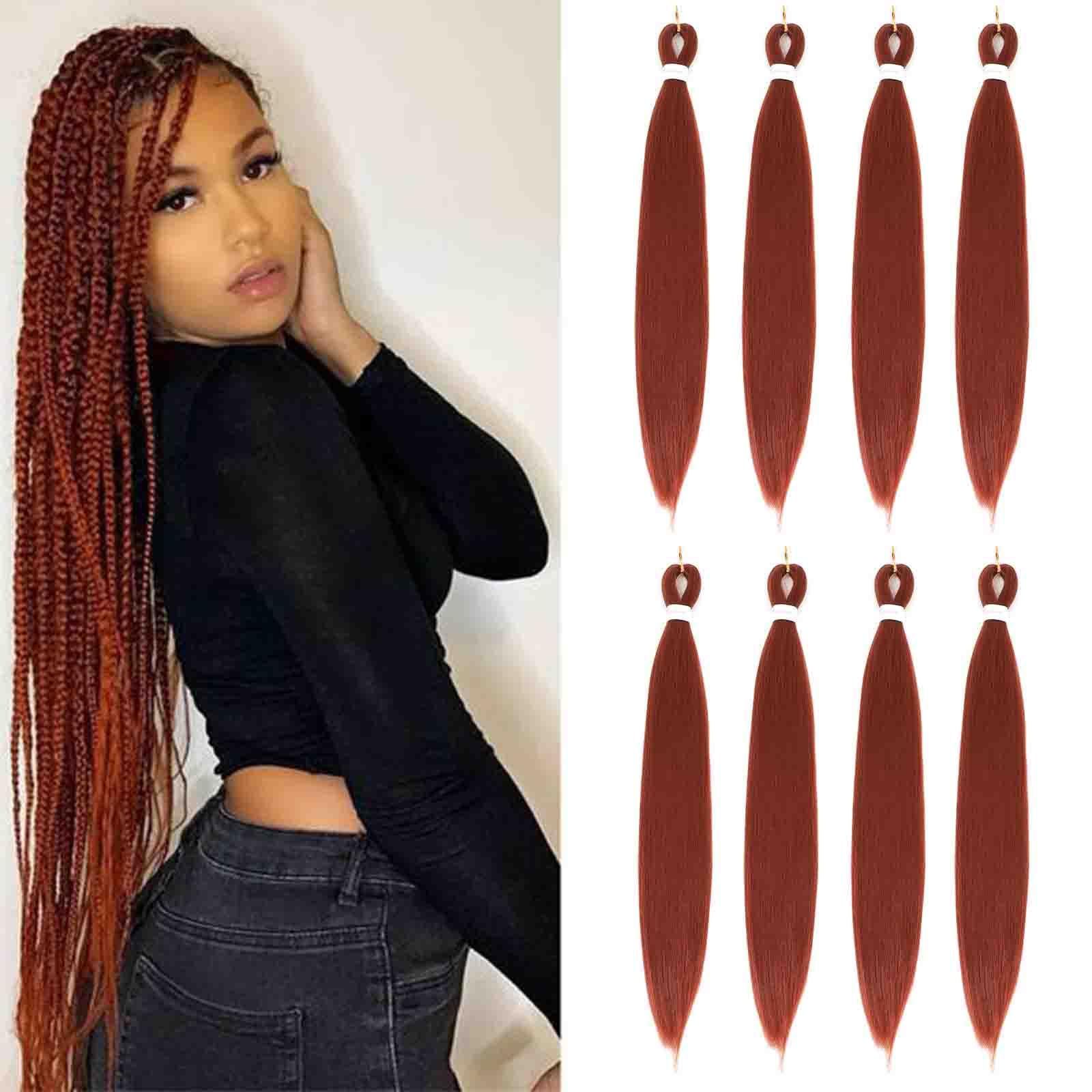 Ginger Braiding Hair Pre Stretched 30 Inch 8 Packs Long Braiding Hair Extension Pre Stretched Braiding Hair Professional Synthetic Hair For Braiding