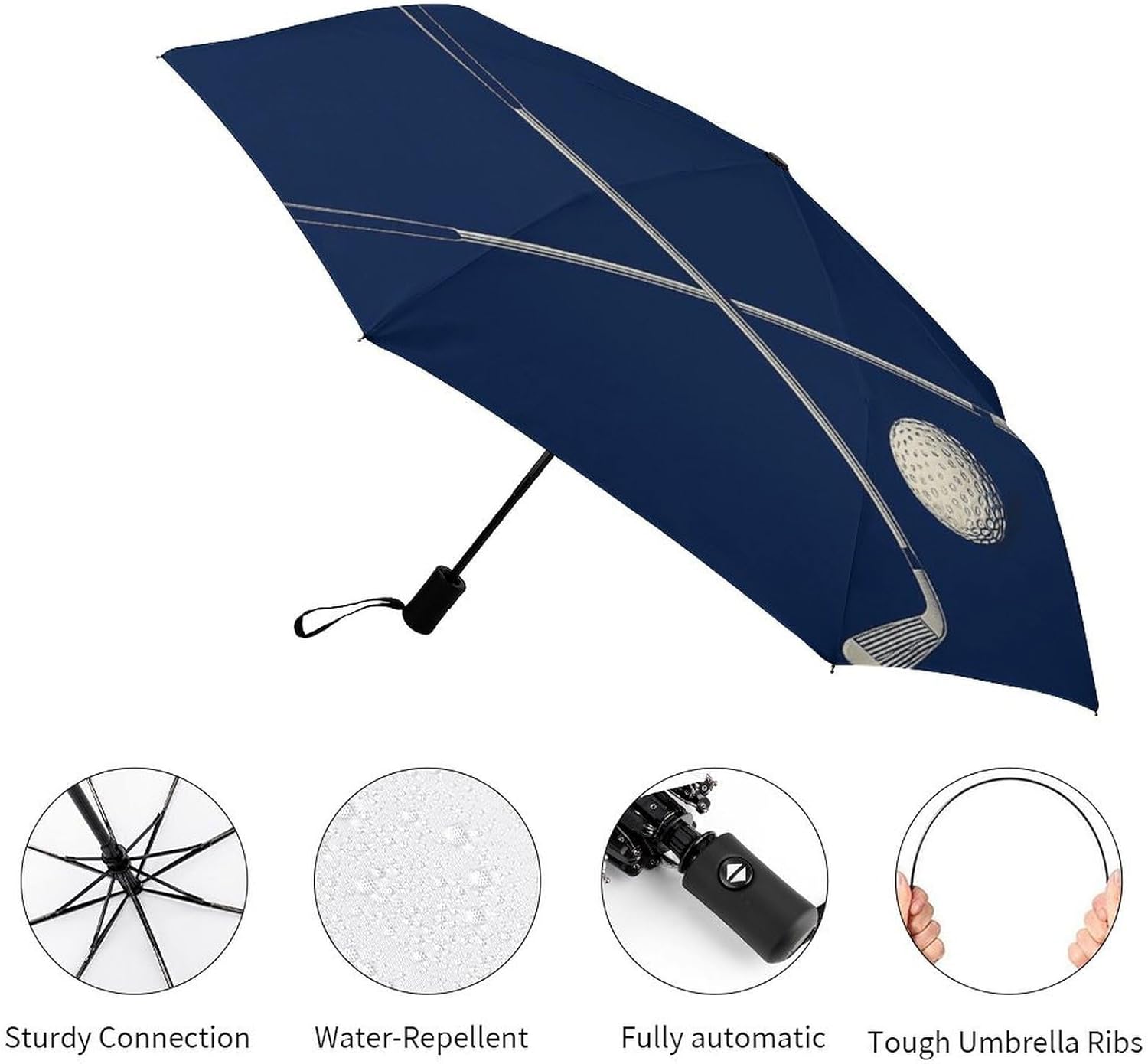 Cheerful Golden Retriever And Blossom Umbrella Portable Automatic Folding Windproof UV Sun Protection