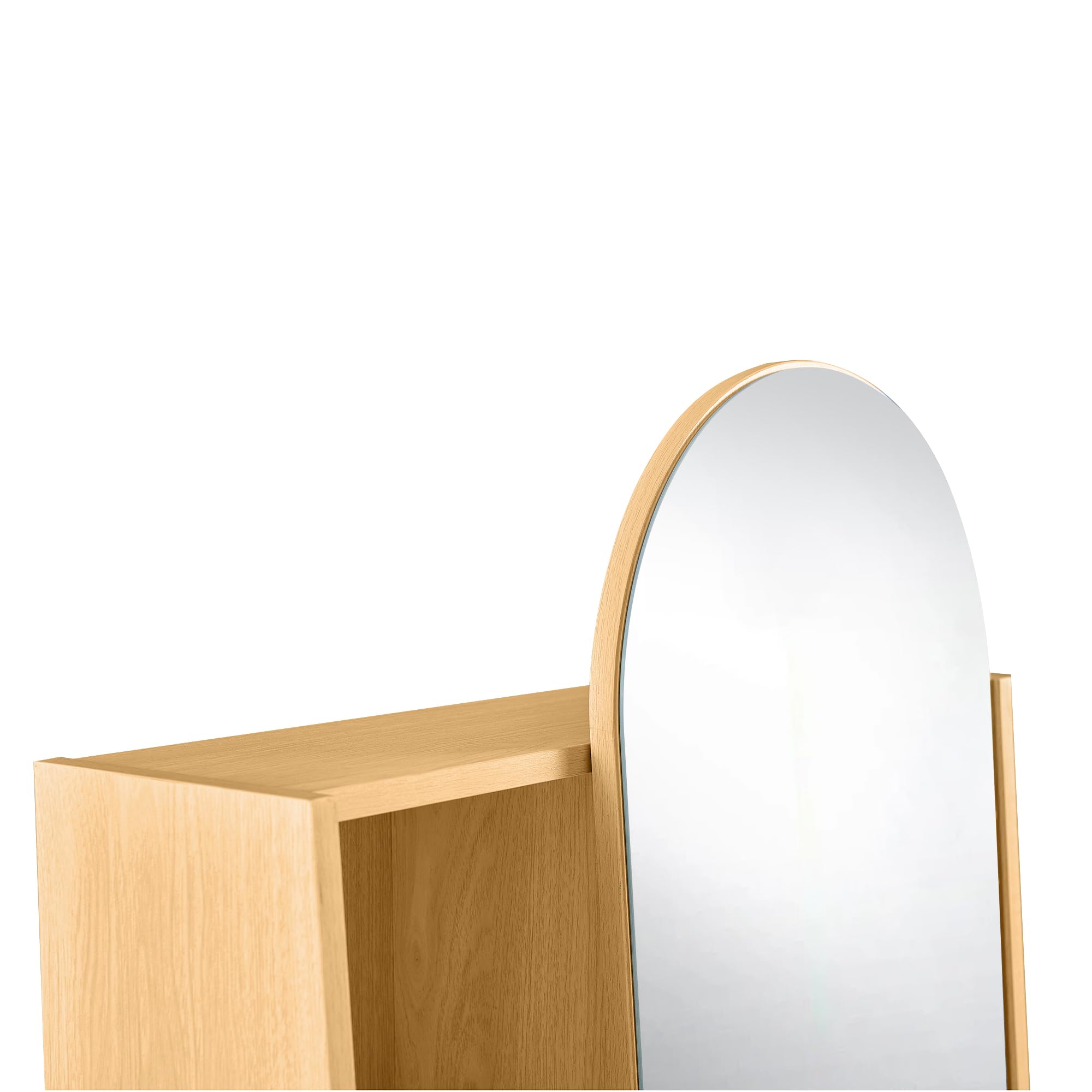 Zapatero con puerta de espejo, 60 x 28 x 165 cm, armario alto con aspecto de madera natural con espejo de cuerpo entero, armario con estantes ajustables y compartimentos abiertos, armario de pasillo y