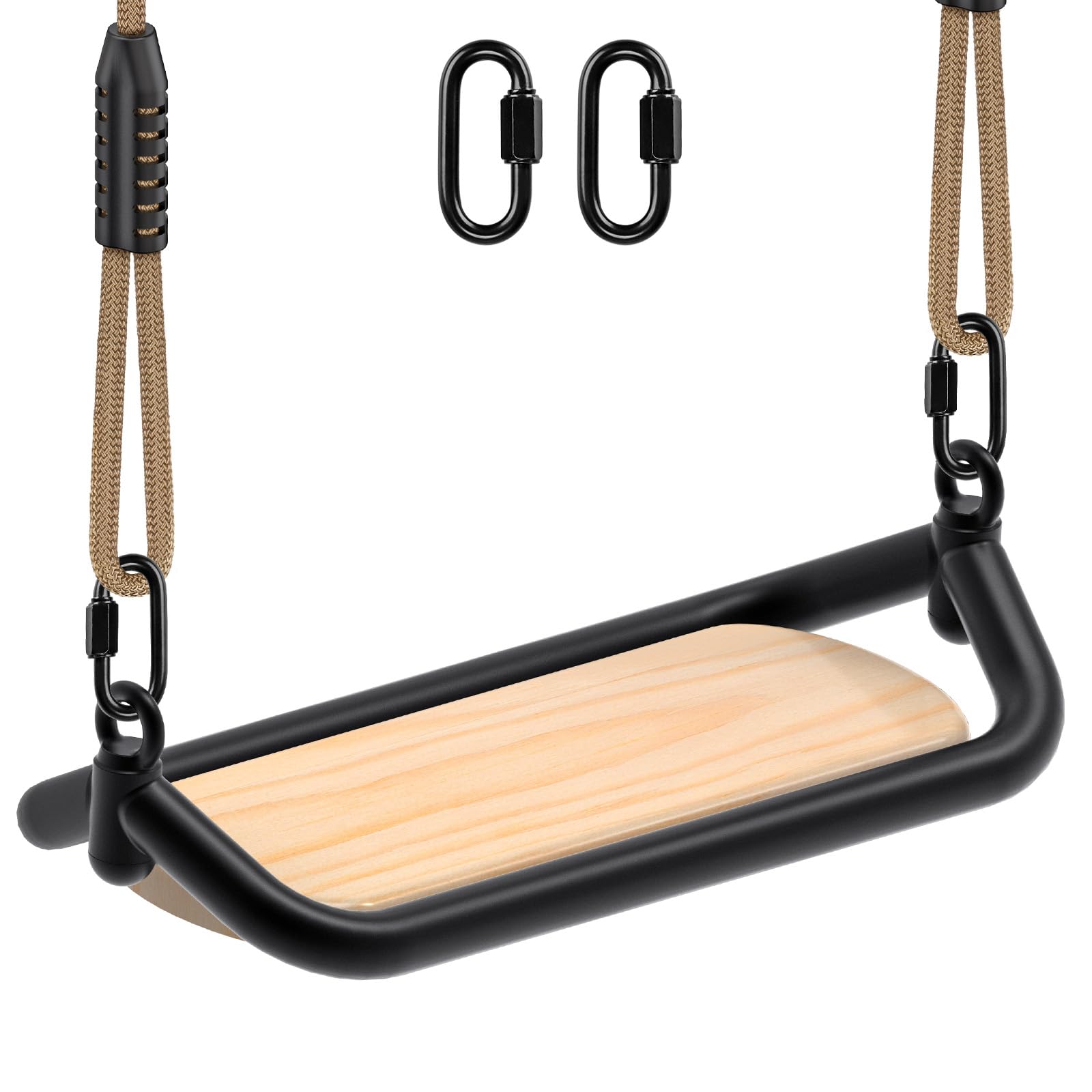 SELEWARE Heavy Duty Wooden Tree Swing for Kids & Adults, 500lbs Capacity, Adjustable Rope, 17