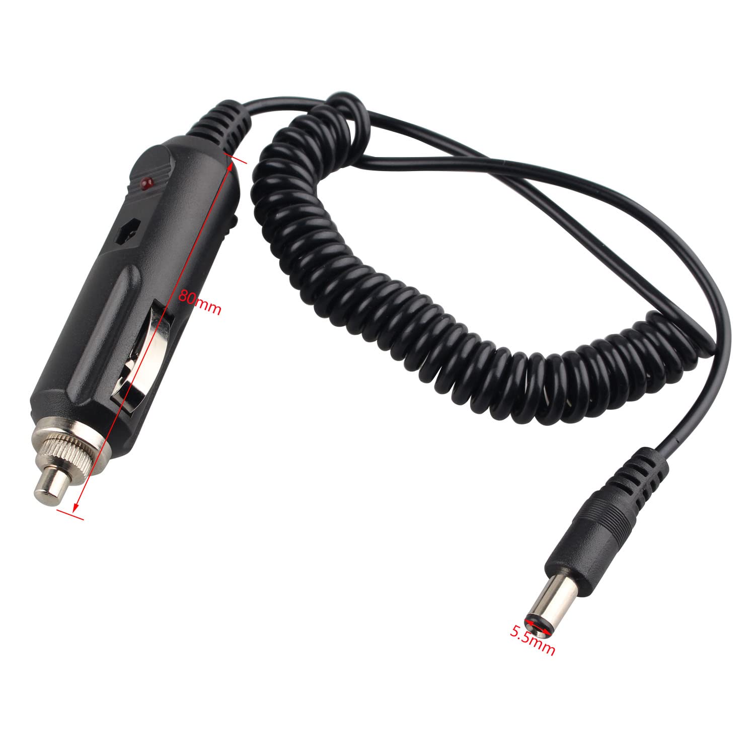 Cavo Accendisigari 12V Maschio A DC 5.5x2.1mm Con Fusibile 5A, Lunghezza 2m Per Auto E Monitor - 4