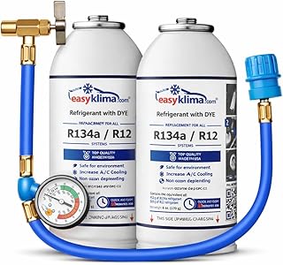 EasyKlima R134a Kältemittel Set mit DYE & Schlauch – 2 Dosen Nachfüllset für Auto Klimaanlage (1996–2016) | Einfache Anwendung | Profi Qualität Veltao set