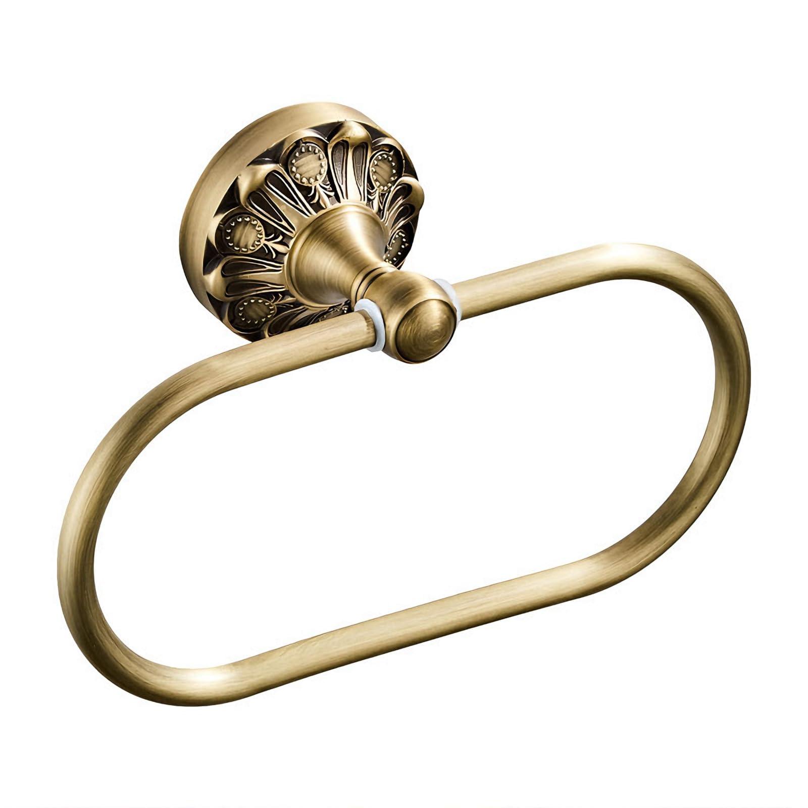 Oval metal towel holder with embossed base for easy installation Strong bathroom accessory for extra friction Embossed base ring