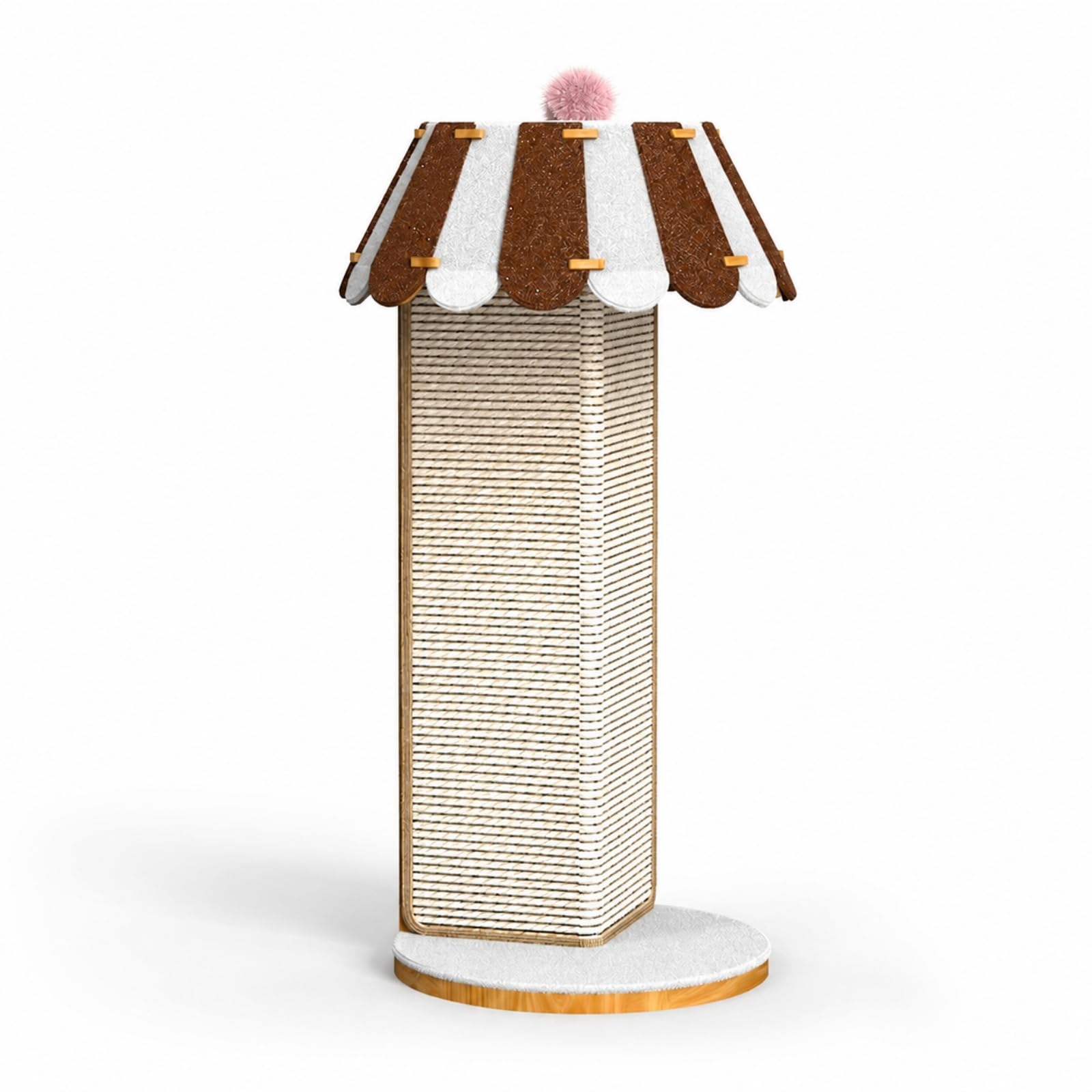 Milageto Tiragraffi per Gatti Colonna Palo Gioco Albero con Colonna Rettangolare in Sisal Base Stabile a Profilo Legno Pendente Ludico Superiore Soluzione