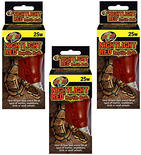 Zoo Med Nightlight Red Reptile Bulb 25 Watts (3 Pack)