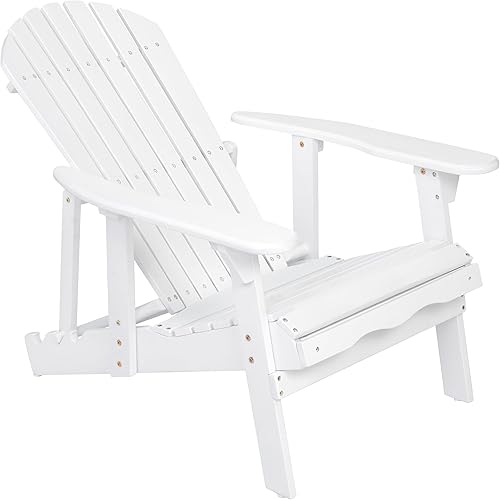 Miniatura 7 de Silla Adirondack plegable de madera de acacia rústica con diseño de listones, muebles de patio al aire libre resistentes a la intemperie para