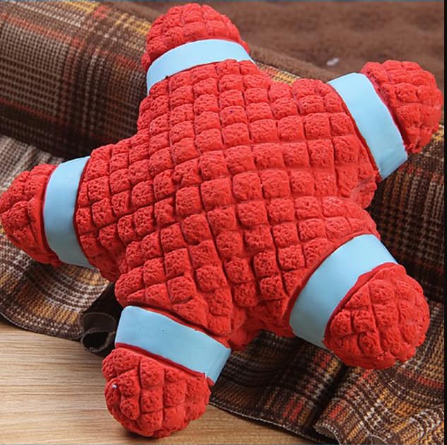 THE DDS STORE Squeaky Star Dog Ball Interactive Latex Rubber Dog Squeak Toys, Soft Bouncy Fetch Star Shape Pet Balls for Puppies, Small Medium Dogs Pack of 1