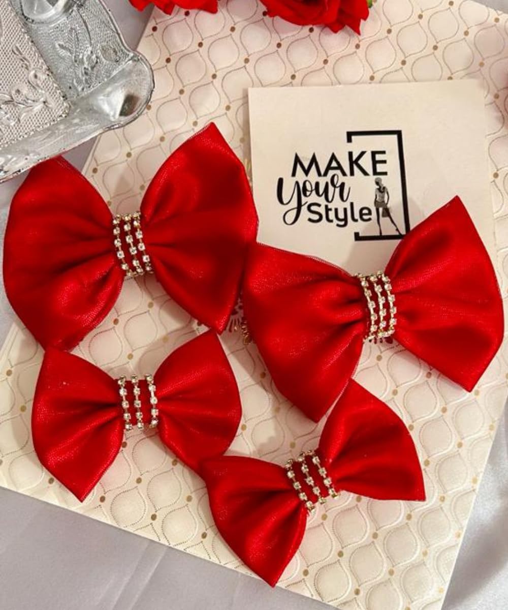 MAKE YOUR STYLE Red Color Satin Handmade 4 Hair Bow Clips Hair Accessories hair combo (Multicolor) hair clips (B0CV48HTMJ) Amazon Price History, Amazon Price Tracker