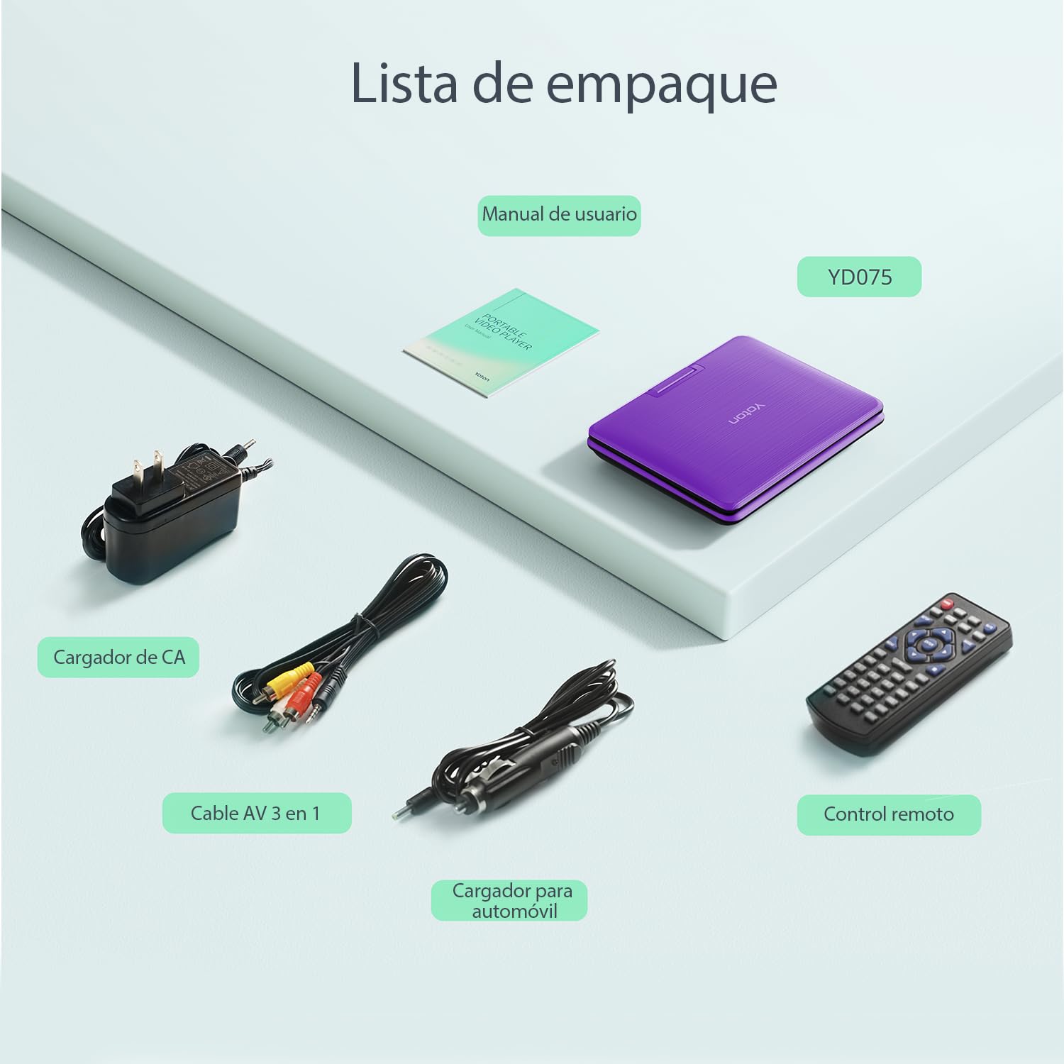 Yoton Reproductor de DVD portátil de 9,5 Pulgadas para niños con Pantalla giratoria HD de 7,5 Pulgadas, Altavoz estéreo, sincronización TV/USB/Tarjeta SD, Morado