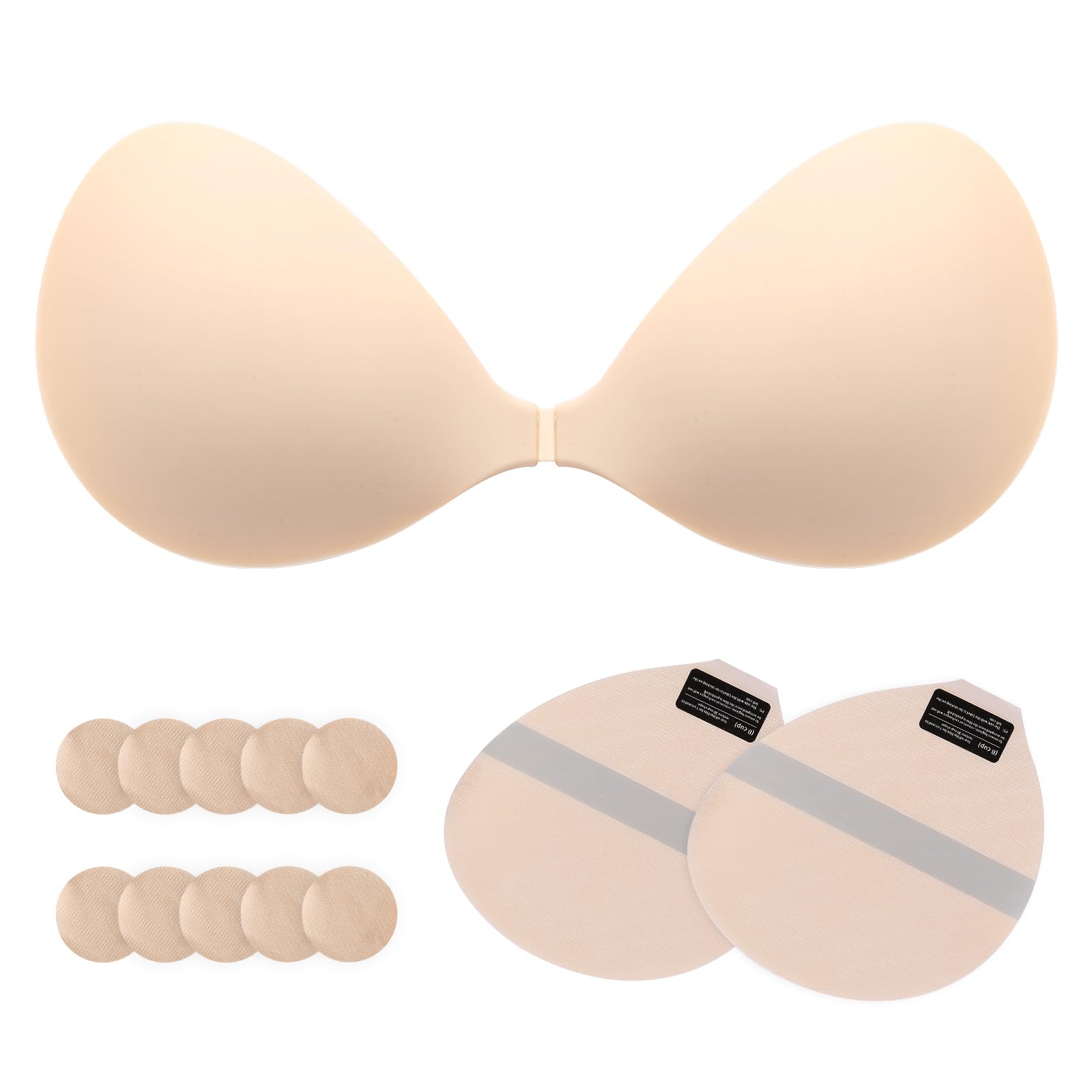Klebe BH Push Up Rückenfrei Trägerloser BH Set für Große Kleine Brust | Trägerlos Unsichtbarer BH aus Silikon, Sticky Bra für Rückenfreie Kleider Abendmode und Brautmode im praktischen Set