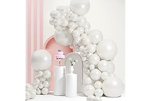 Double Stuffed Pearl White Balloon Arch, Multiple Sizes