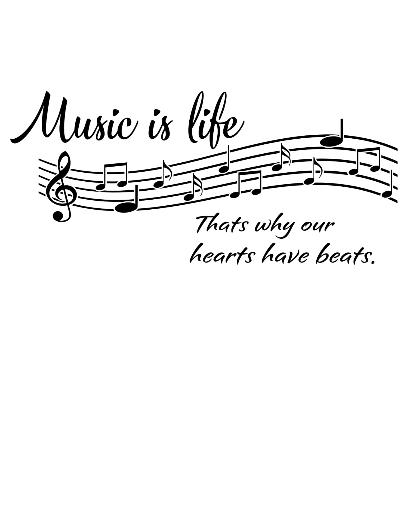Make Unique Music is Life Wall Sticker, Vinyl Quote for Bedroom or Living Room, 10 Colours, 4 Sizes, Easy Transfer