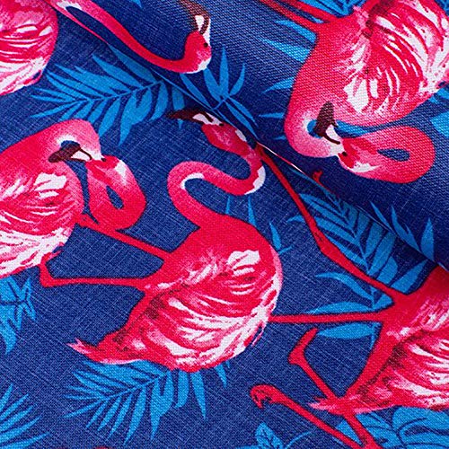 Qlychee A4 Flamingos Print PVC Fabric Waterproof DIY Sewing Material for Handmade Craft Blue
