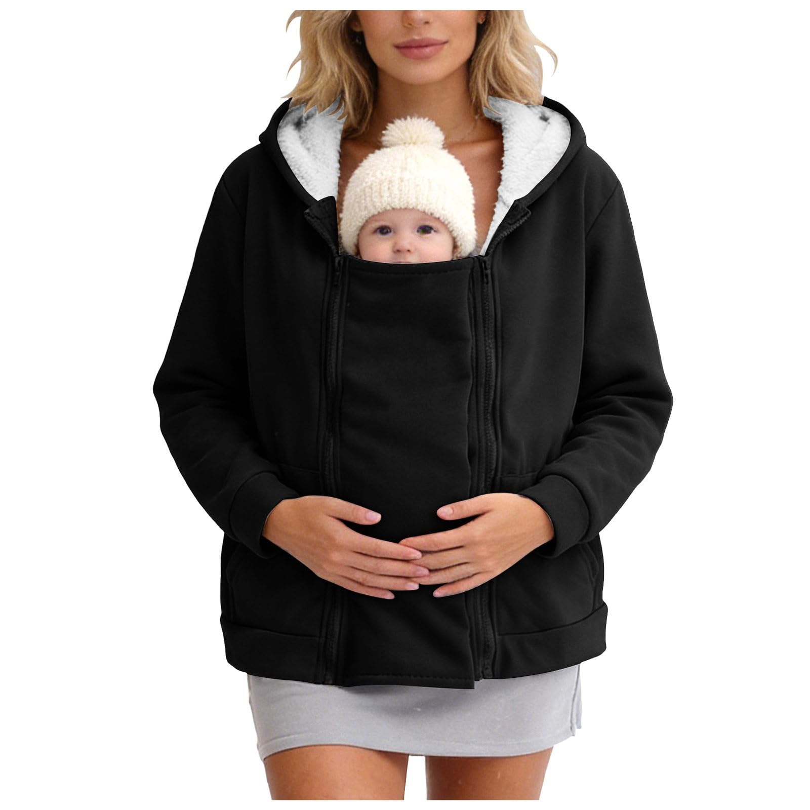 Cappotto Invernale in Pile Caldo 2 in 1 per la Gravidanza da Donna Felpa Coppia
