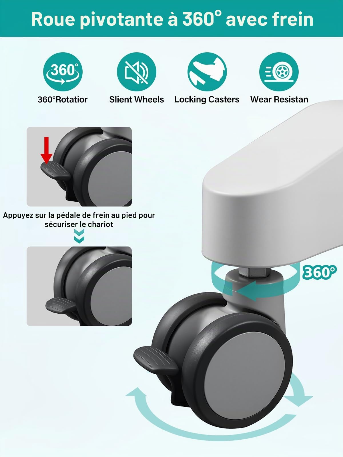 Kalolary Chariot Médical avec Support pour Moniteur, Poste de Travail Médical Mobile Réglable en Hauteur avec Support pour Scanner Oral, Chariot Dentaire à roulettes pour Hôpital et Laboratoire