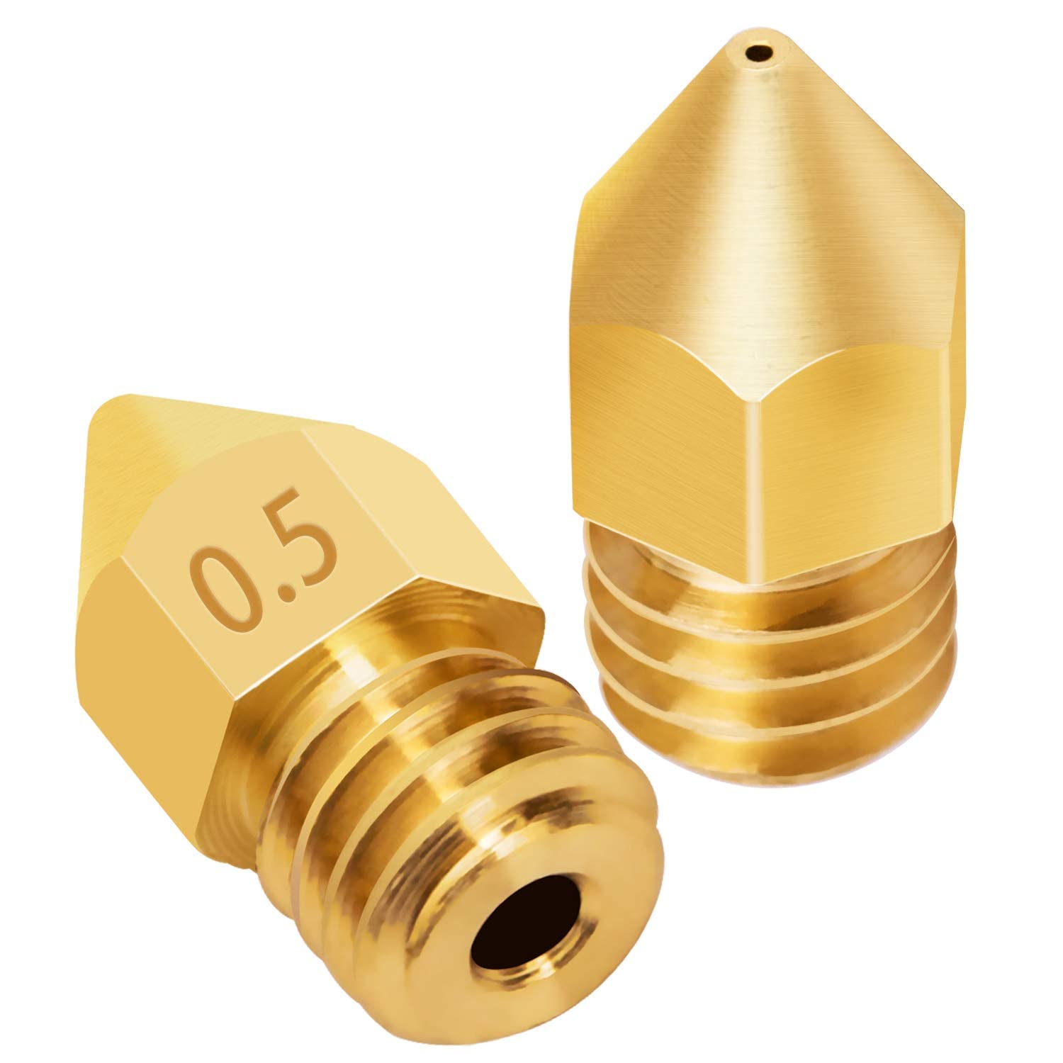 REES52 5Pcs 0.5mm 3D Printer Nozzles Head M6 Thread Replacement for MK8 1.75mm Extruder Print, Brass-picture-29
