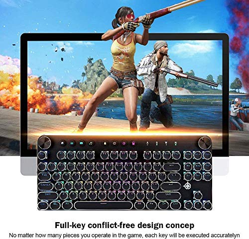 GEEKLIN - Tastiera meccanica per videogiochi con 87 tasti retroilluminata con USB, tastiera cablata per Windows PC gamers