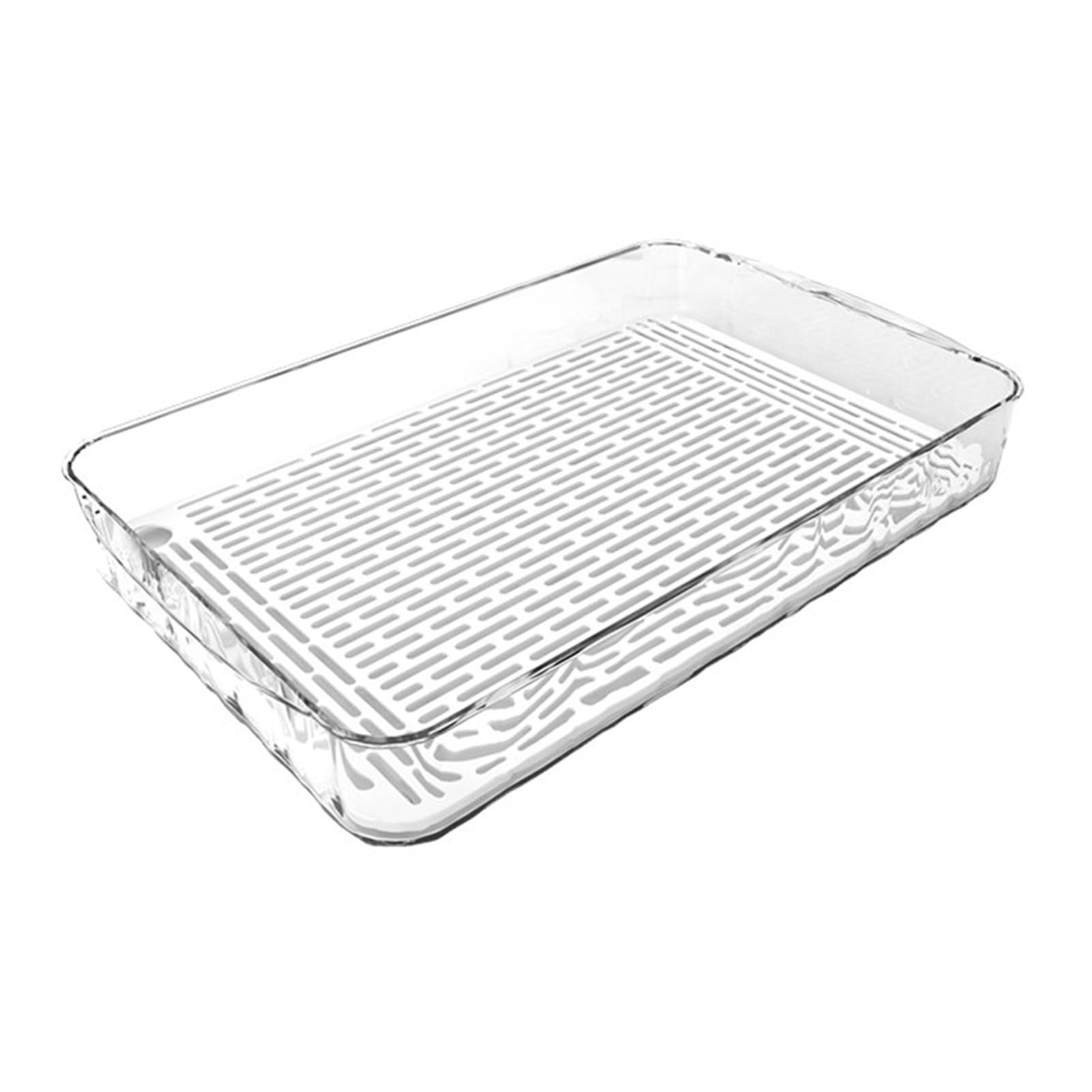 PET Tray,Rectangular Drain,Household Fruit Storage Box,Widened Handle,Suitable for Living Room and Bathroom(30x17.5x5.2cm)