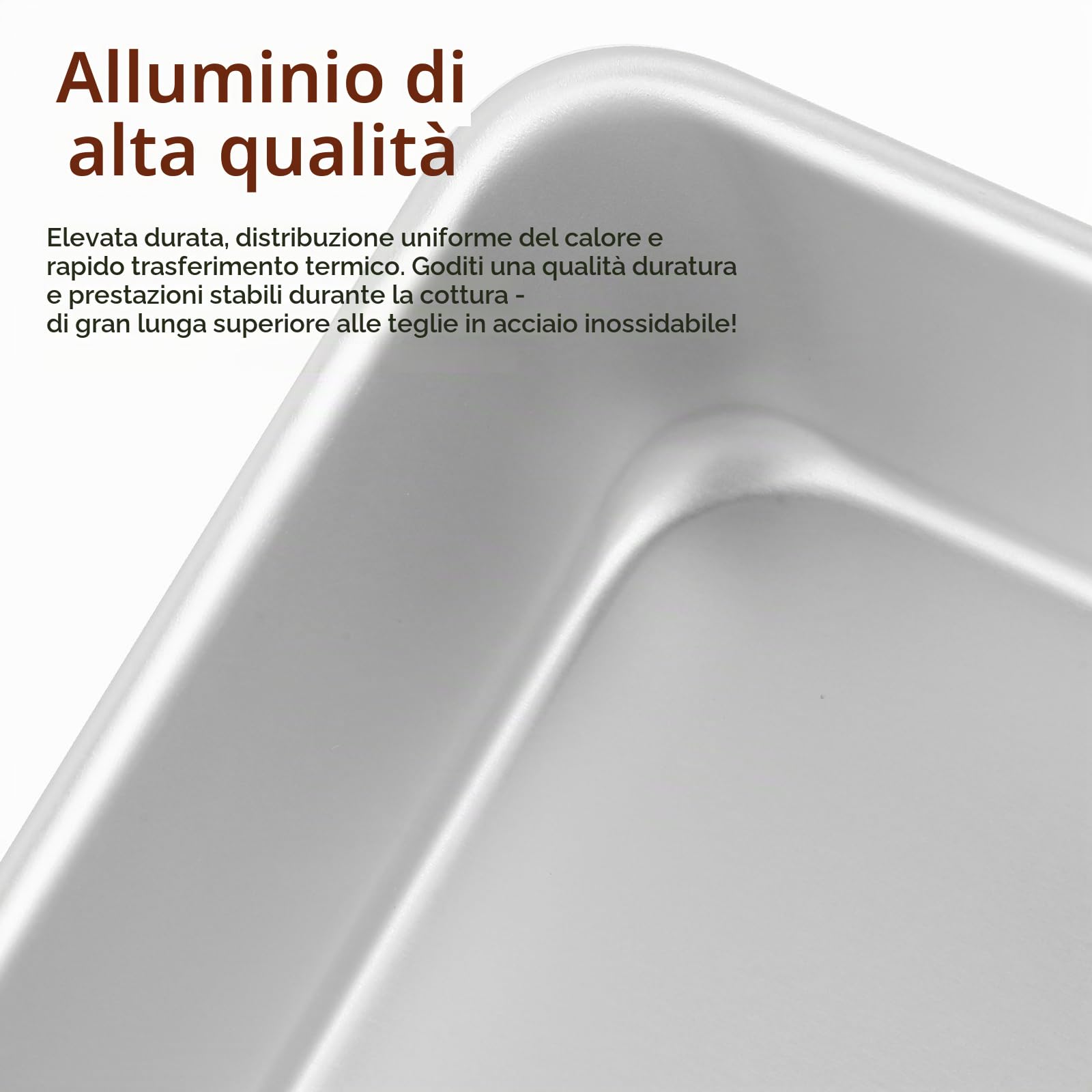 Set di 2 Teglia per pane Rettangolare in Alluminio Anodizzato, per Cuocere Pane, Torte e Toast, 20 x 10 x 6,5 cm, Argento