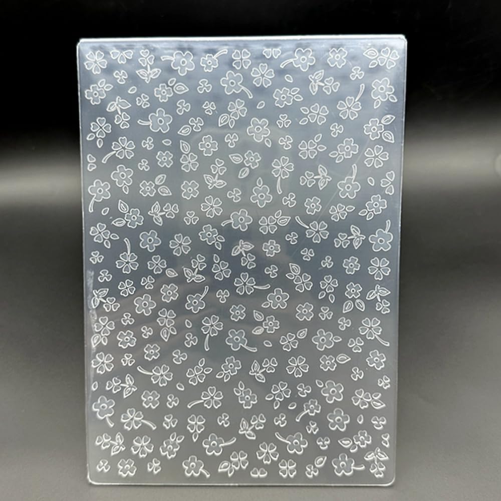 Plastic Embossing Folder Template Four Leaf Clover&Small Flower Texture 5x7 Inch for Card Making DIY Scrapbooking Paper Crafting Handmade Crafts Scrapbooking Arts Supplies Scrapbook Decor