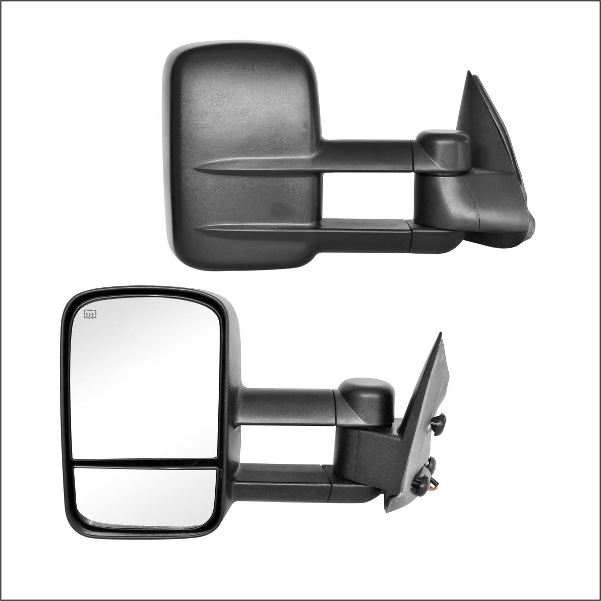 Towing Mirrors Compatible with 1999-2002 Chevy Silverado GMC Sierra 1500 2500, 2001-2002 Silverado Sierra 1500 HD 2500 HD 3500,Power Heated Manual Folding Pair Set