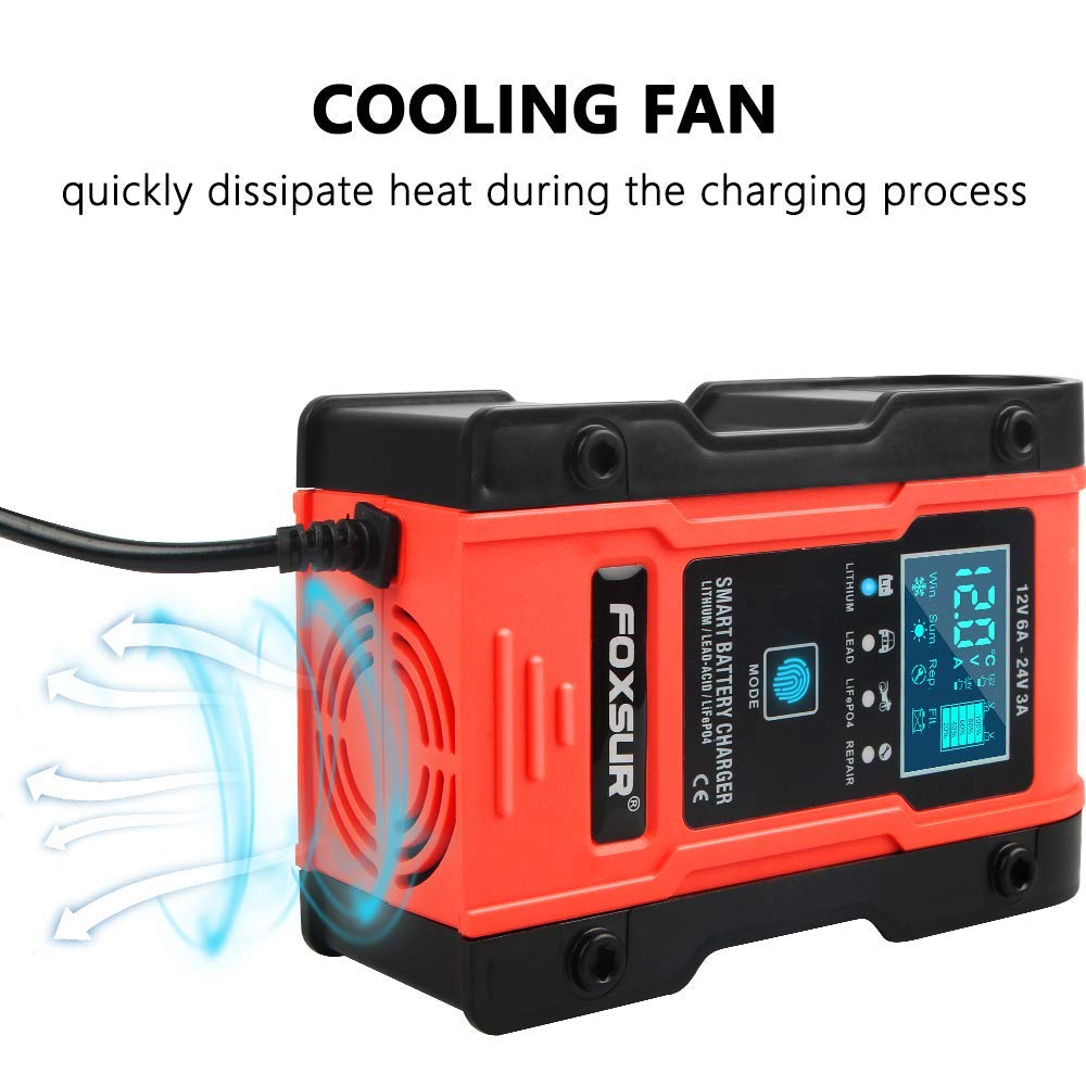 AccLoo Car Battery Charger 12V 24V 7 Stage Charging, Intelligent